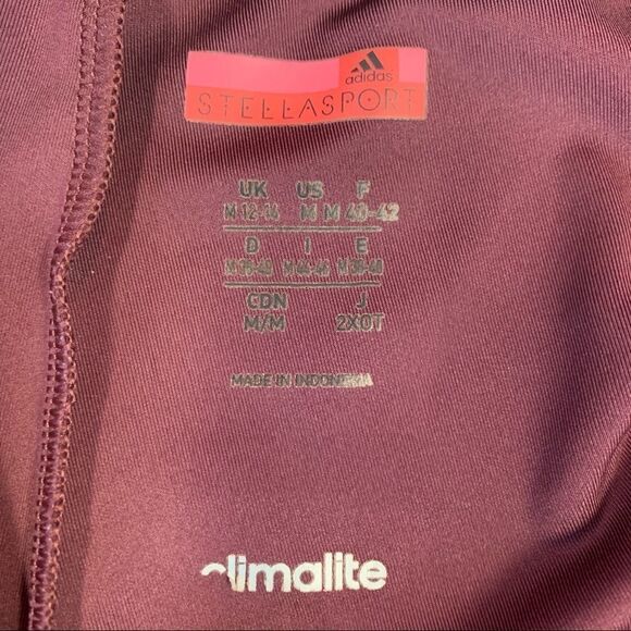 Adidas Stellasport maroon burgundy neon fluorescent pink stripe capri leggings M - Picture 8 of 17